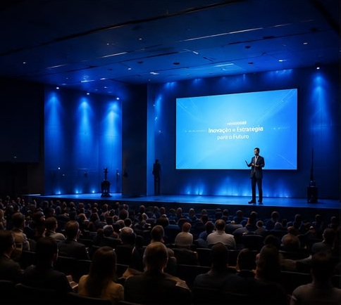 Painel de LED e audiovisual para palestras