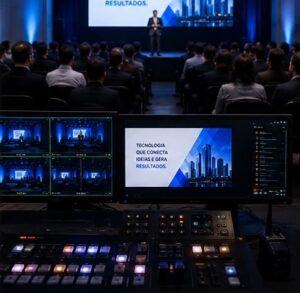 Equipamentos audiovisuais para apresentações corporativas